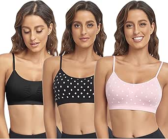 Litthing Bralettes Padded Cami Strap Bra, Seamless Sports Bra, Wireless Comfort Lightly T-Shirt Bra