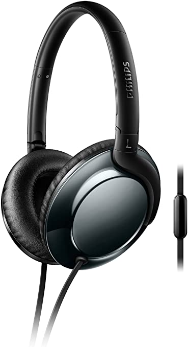 Philips SHL4805 Flite Everlite Over Ear Headphones, Black   Dark Chrome