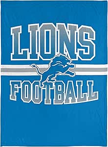 FOCO NFL Micro Raschel Plush Throw Blanket, Stripe Logo 45 x 60, Detroit Lions