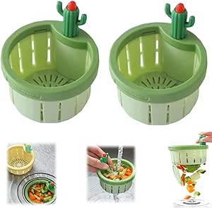 Drain Filter Self-Cleaning Kitchen Sink Strainer Cactus Kitchen Sink Drain Strainer Multi Functional Home Use Cactus Sink Draining Basket Filter Net (A-2PCS)