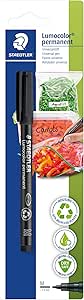 STAEDTLER Universalstift für die Küche Lumocolor permanent pen, zur Beschriftung von Gefrierbeuteln, Vorratsgläsern und vielem mehr, wasserfest, für fast alle Oberflächen, schwarz, 317-9 BK-1