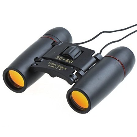 FirstOneOut 30x60 Foldable Compact Binoculars- Bonus Case and Cleaning Wipe Included (Black)