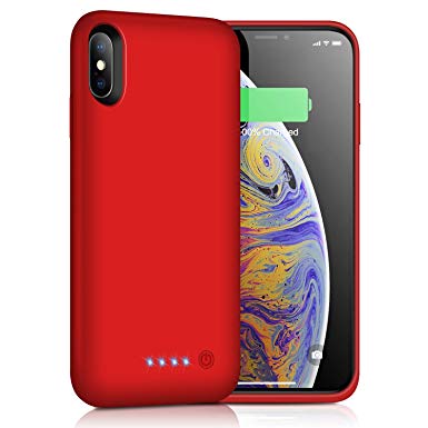 Battery Case for iPhone X/XS/10, 6500mAh Upgraded Rechargeable Charger Case Portable Extended Charging Case for iPhone Xs Protective Phone Backup Battery Pack for iPhone X/10 (5.8 inch) (Red)