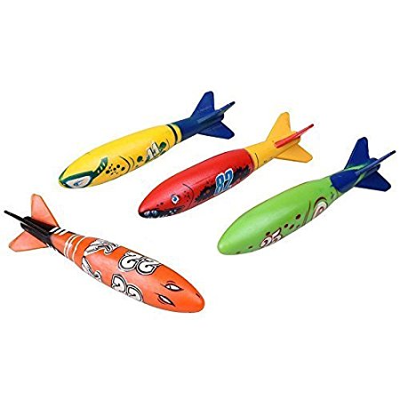 Diving Toy for Pool Use Gliding Shark Throwing Torpedo Underwater ,Training dive toys for learning to swim (4pack)