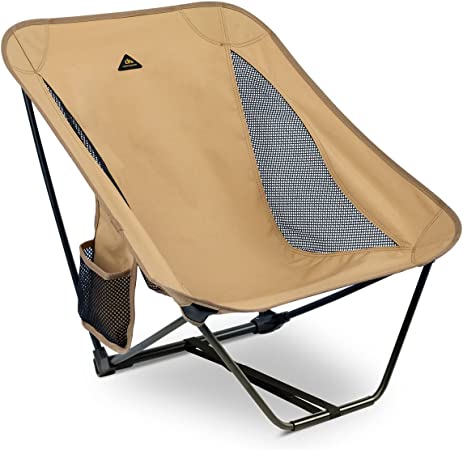 iClimb Low Ultralight Compact Camping Folding Chair with Side Pocket and Carry Bag