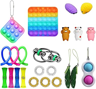 GBSELL 30Pcs Sensory Fidget Toy Set, Fidget Blocks,Fidget Pack Sensory Relieves Stress Anxiety for Kids Adults (23PC H)