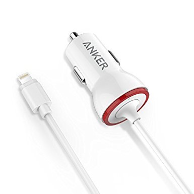 Anker 12W Car Charger with 3ft Lightning Cable PowerDrive Lightning, Apple MFi-Certified iPhone Car Charger for iPhone 6/6 Plus, iPad Air 2 and More