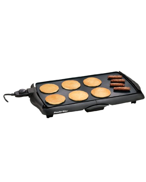 Proctor Silex 200 Sq. In. Durable Nonstick Electric Griddle, Black 38513P