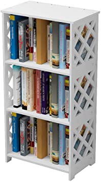 Rerii Bookcase, 3 Tier Kids Small Bookshelf, Book Organizer Storage Case Open Shelf Rack, Display Shelves for Bedroom Living Room Bathroom Office, White