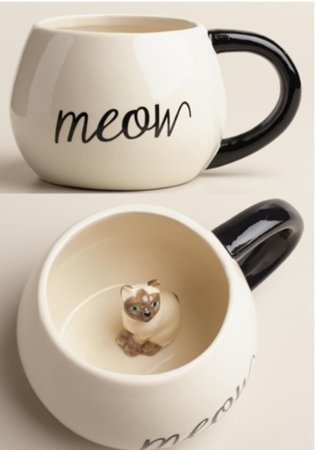 Surprise Cat Coffee Mug with Baby Cat Inside - 17 Oz