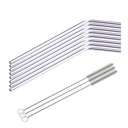 8 Pcs Stainless Steel Metal Drinking Straw Reusable Straws   3 Cleaner Brush Kit