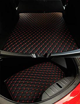 Car Front and Rear Trunk Mat Cargo Liner Protective Pads Compatible Model 3 (Red, for Tesla Model 3)
