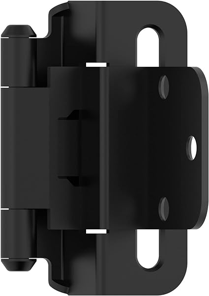 Amerock | Cabinet Hinge | 3/8 in (10 mm) Inset Self Closing Partial Wrap | Matte Black | Kitchen Cabinet Door Hinge | 1 Pair/Pack | Functional Hardware