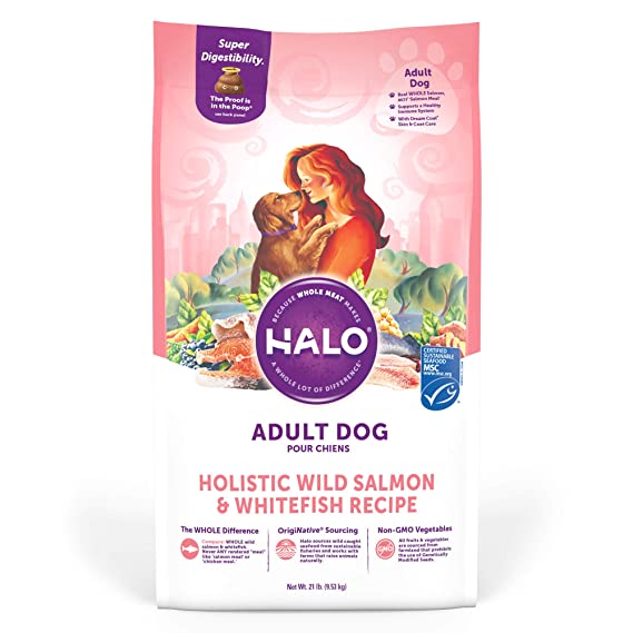 Halo Natural Dry Dog Food, Wild Salmon & Whitefish Recipe