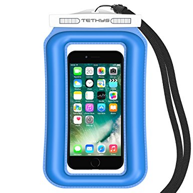 Universal Waterproof Case, TETHYS Buoyance Series Float IPX8 Certified Waterproof Bag [Blue] for iPhone 7  6 6S Plus 5S,Samsung Galaxy S7 S6 Edge,Note 5,HTC LG Sony Nokia Up To 6.0" Diagonal