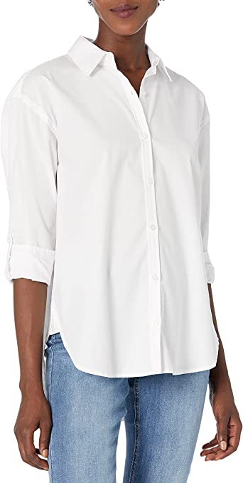 Gloria Vanderbilt womens Amanda Monogram Button Down Shirt, Vintage White, Medium US