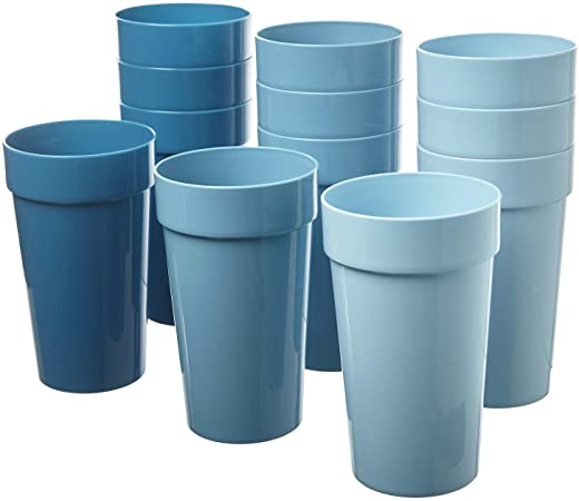 Spectrum 20-ounce Plastic Tumblers | set of 12 in Shades of Coastal Blue