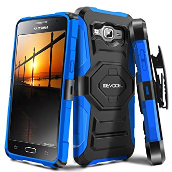 Evocel Galaxy J3 / Galaxy Amp Prime [New Generation] Rugged Holster Dual Layer Case [Kickstand][Belt Swivel Clip] For Samsung Galaxy J3 / Galaxy Amp Prime, Blue (EVO-SAMJ3-XX02)