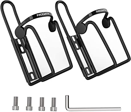 PACEARTH Upgraded Bike Water Bottle Holder Cage More Secure with Adding Bolts Lightweight Aluminum Adjustable Cycling Mountain Bicycle Road Dirt Bike Cup Drink Holder Carrier Rack Easy to Mount, 2 Pcs