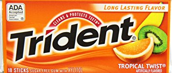 Trident Tropical Twist Sugar Free Gum, 14 Count