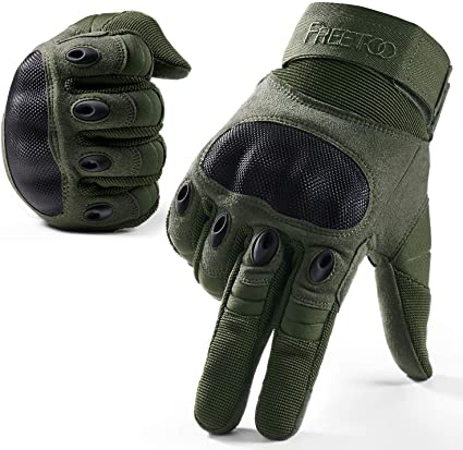 FREETOO Knuckle Tactical Gloves for Men Military Gloves for Shooting Airsoft Paintball Motorcycle Climbing and Heavy Duty Work