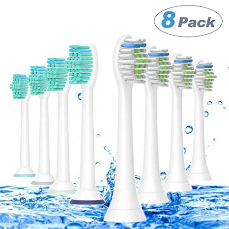 Replacement Toothbrush Heads for Philips Sonicare DiamondClean, FlexCare, HealthyWhite, Essence , EasyClean Electric Brush Heads - 2x4 Multi Pack of 8