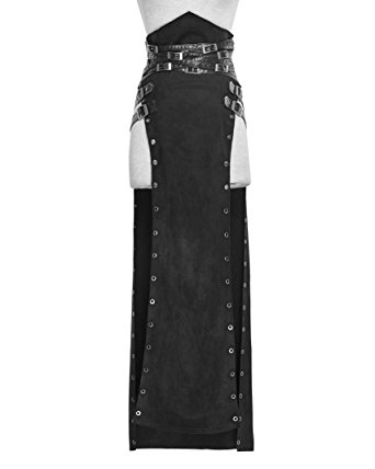 Q-298 Original Design Womens High Waist Handsome Punk Split Long Skirts