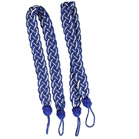 EleCharm 1 Pair Simplicity Knitted Curtain Rope Braided Satin Rope Drape Tie Back (Blue)