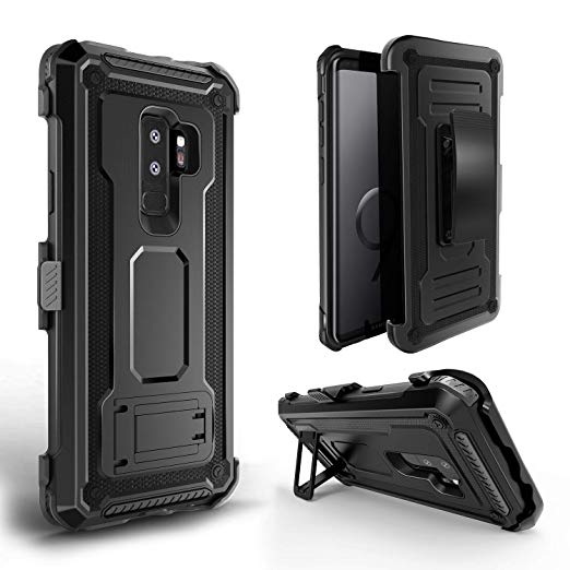 Galaxy S9 Plus case, Full-Body Rugged Belt Clip Holster Case with Built in Kickstand, Holster Combo Cover [Unicorn Beetle Pro] for Galaxy S9 Plus case
