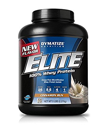 Dymatize Nutrition Elite Whey Shake, Cinnamon Bun, 5 Pound