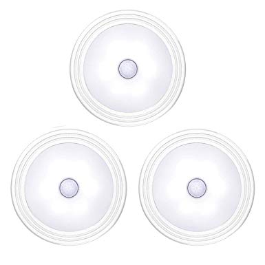 Ailun Motion Sensor Light Lamp 3Pack Cordless LED Night Light for Hallway Kitchen Bathroom Bedroom Stairs Safe Lights Daylight White Battery Not Included