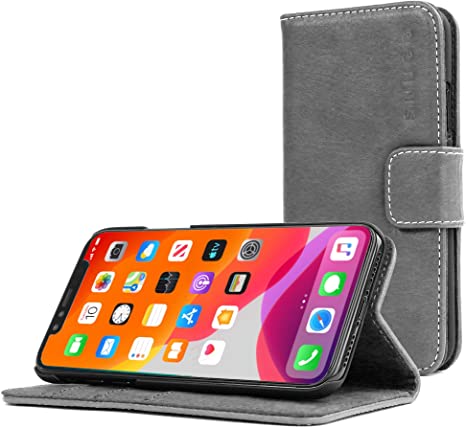 Snugg iPhone 11 Wallet Case – Leather Card Case Wallet with Handy Stand Feature – Legacy Series Flip Phone Case Cover in Slate Grey