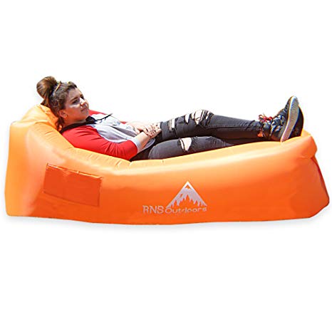 Inflatable Couch Lounger with Backpack Portable Hammock Durable Blowup Air Sofa Easy Inflate Blow Up Chair Wind Pouch Waterproof Sack Pool Float Camping Beach Festivals Sleepover Couches Gaming Chairs
