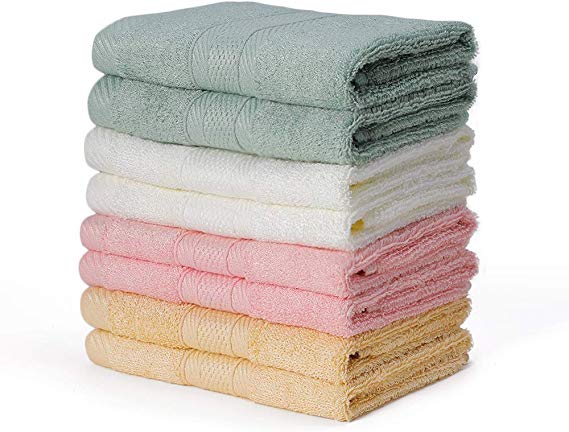 Yoofoss Washcloths Bamboo Face Cloths 8 Pack Fingertip-Hand-Face Towels Large 33x33cm Soft & Absorbent for Bathroom-Hotel-Spa-Kitchen