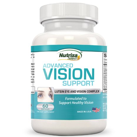 Lutein Advance Vision Support - Vision Formula Pills with Lutein Bilberry Zinc Grapeseed and Essential Vitamins - All Natural Vision Capsules for Eye Health - Made in USA