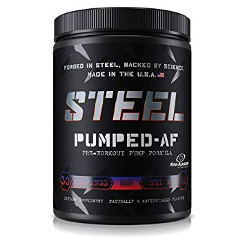 Steel Supplements Pumped-AF Pre Workout Powder Energy Drink High Intensity 30 Servings (Blitz Berry)