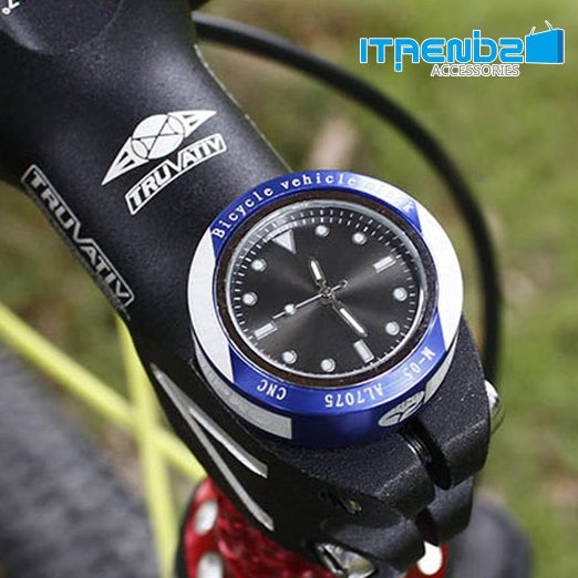 Bike Clock iTrendz Bike Mountain Cycling Bicycle CNC Aluminum Alloy Stem Top Cap Headset with Clock Blue