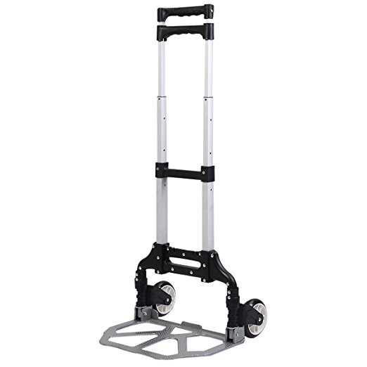 170 Lbs Cart Folding Dolly Push Truck Hand Collapsible Trolley Luggage Aluminium