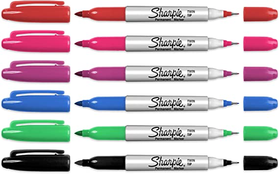 Sharpie Twin Tip Permanent Marker - Bullet and Fine Point - Assorted Pack of 6