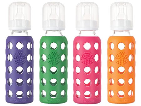 Lifefactory Glass Baby Bottles (9 oz. in Royal Purple, Grass Green, Raspberry, Orange)