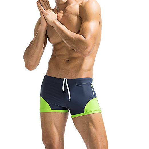 Dgasin Men's Swim Trunks Slim Wear Fitness Shorts Boxer Brief Swimwear Tight Shorts