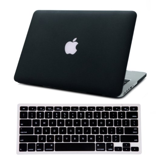HDE MacBook Pro 13" Retina Case Hard Shell Cover Rubberized Soft Touch   Keyboard Skin - Fits Model A1425 / A1502 (No CD Drive) (Black)