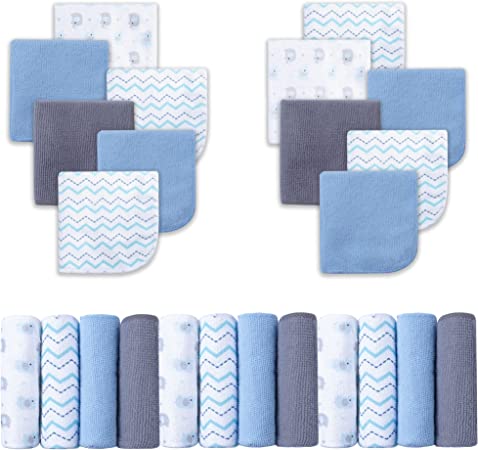 Baby Washcloths, Super Soft Absorbent Baby Bath Wash Cloths for Face & Body, Gentle on Sensitive Skin, 24 Pack