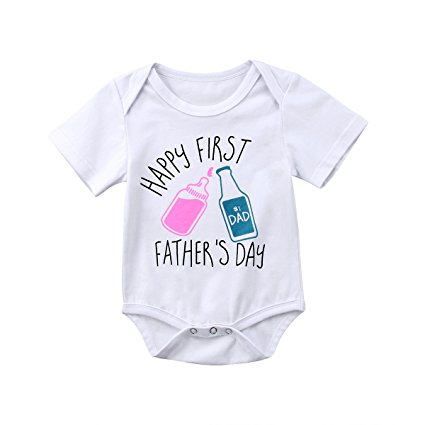 Biayxms Unisex Baby Boys Girls Happy First Fathers Day Bodysuit Cotton Romper