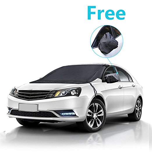 Windshield Snow Cover, Universal Smart Windscreen Cover for Snow, Ice, Winter, Waterproof Frost Sun UV Protector, for Car Sedan SUV, Free 2PCS Car Side Mirror Cover