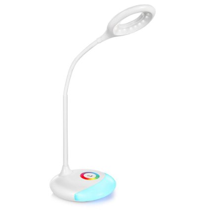 [Lifetime Warranty] InaRock 18 LED 360° Angle Adjustable Dimmable Touch Control Eye Care LED Desk Warm White Lamp and Slide Control RGB Atmosphere Lamp, USB Cable Charge, Bulit-in Lithium Battery