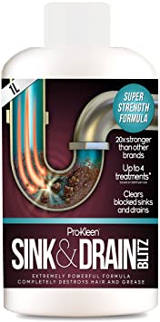 1L of Pro-Kleen Sink & Drain Blitz - Plughole, Sink & Drain Unblocker - Super Strength Formula - Up To 4 Treatments