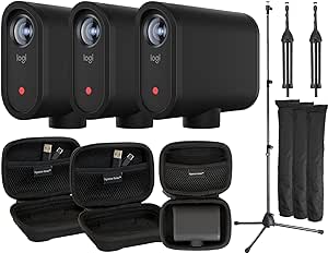 Mevo Start 3-Pack Wireless Live Streaming Cameras, Mevo Floor Stand, and Start Case Set, for Multi-Camera HD Video, App Control and Streaming via Smartphone or Wi-Fi and Signature Series Lens Cloth