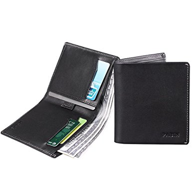 Slim Leather Wallets for Men Bifold RFID Blocking Thin Mens Wallet with Coin Pocket Pabin (Max. 11 Cards and Cash)