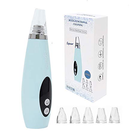 Pore Vacuum Blackhead Remover Cleaner-Facial Skin Care Comedones Extractor,Microdermabrasion Removal Cleanser with 6 Replaceable Suction Heads,Wireless and Rechargeable
